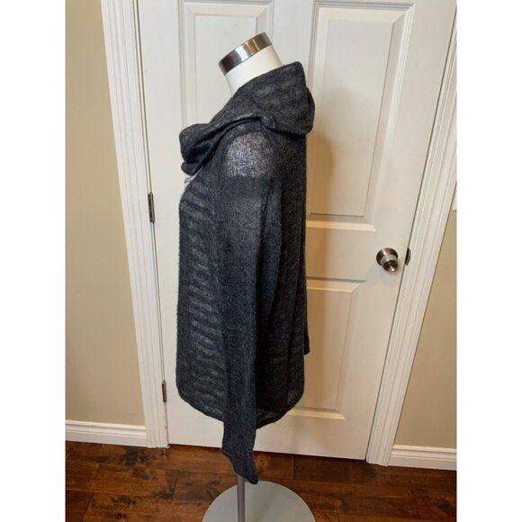 Moth Anthropologie Gray Striped Cowl Neck Sweater, Size L - Picture 3 of 5